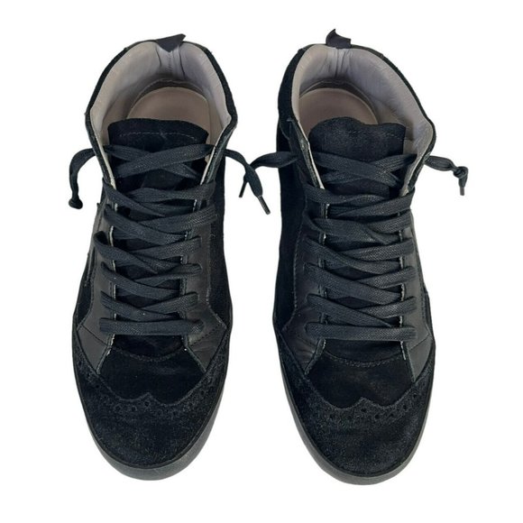 Golden Goose Mid Star Black Wing Tip Sneakers with Black Stars & Soles Sz 38 - Picture 2 of 12